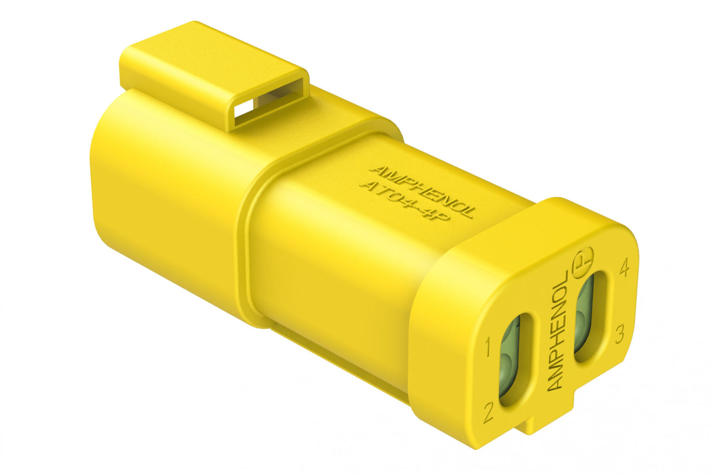 AT04-4P-MM01YEL 4-Way Receptacle, Male Connector with Reduced Diameter Seal (E-Seal) and End Cap, Yellow