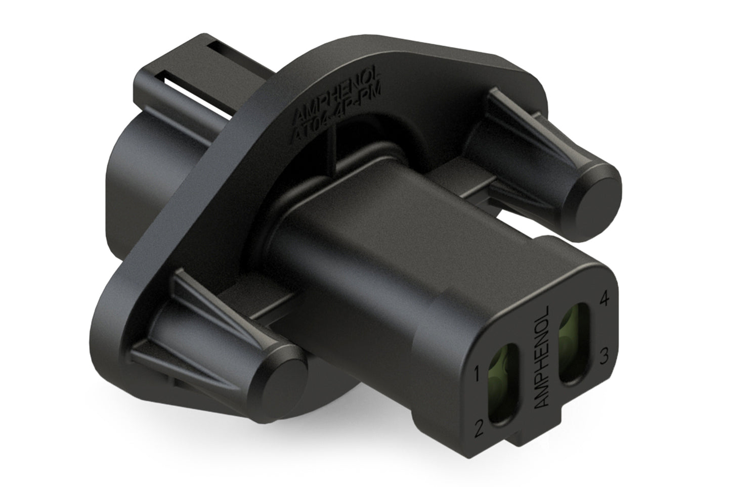 AT04-4P-PM14 4 Position Receptacle, Pin, Nickel, Panel Mount, Self-Threading, Reduced Diameter Seal, Cap