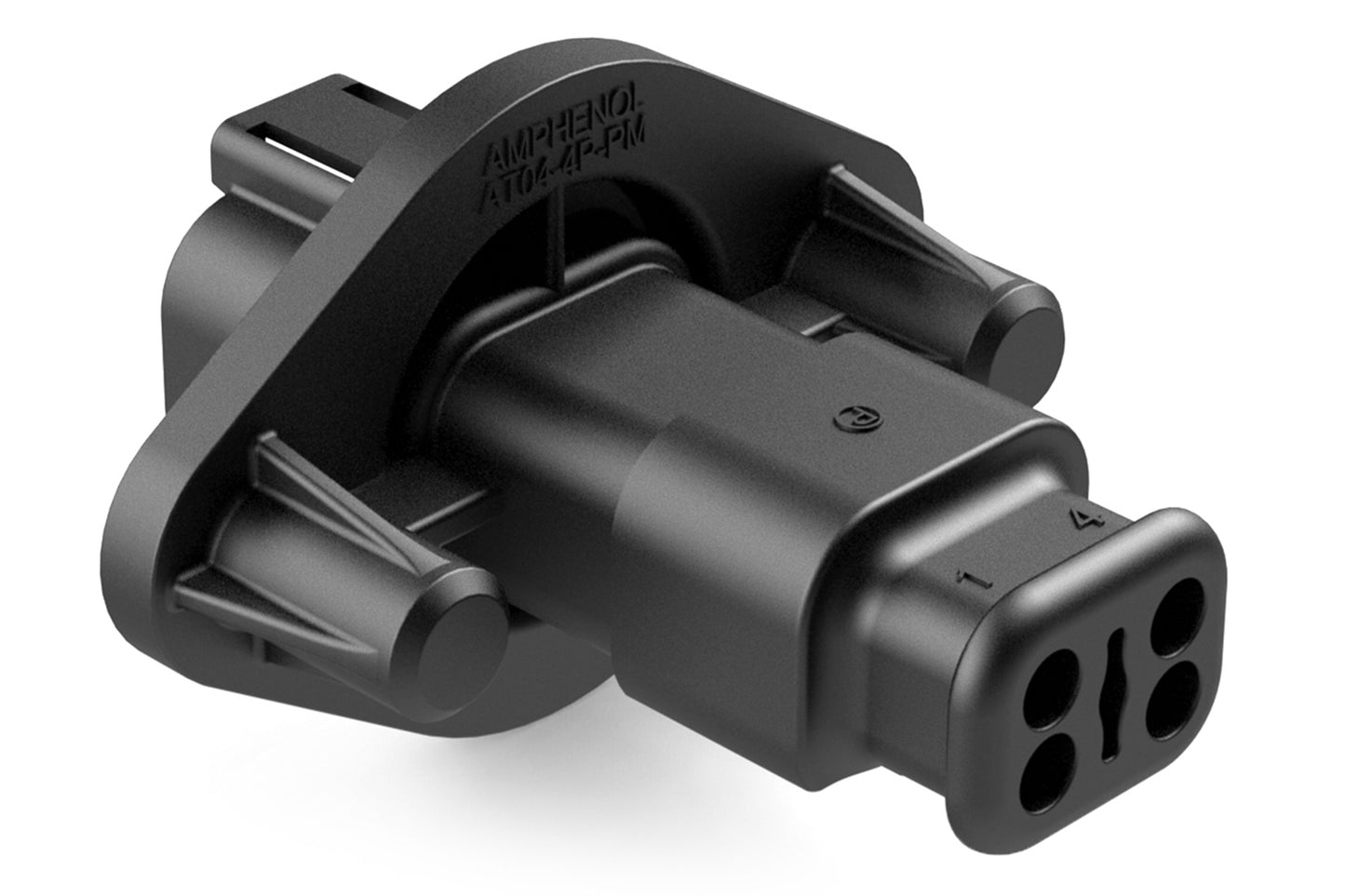 AT04-4P-PM16 4 Position Receptacle, Pin, Panel Mount, Self-Threading, Reduced Diameter Seal, Strain Relief