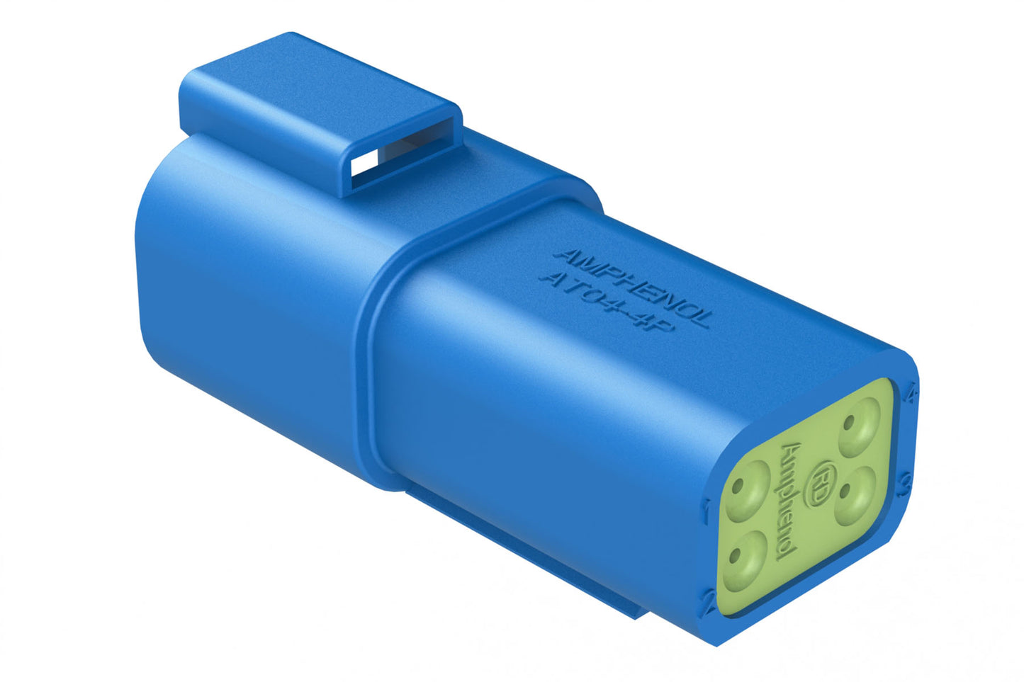 AT04-4P-RD01BLU 4-Way Receptacle, Male Connector with Reduced Diameter Seal (E-Seal), Blue