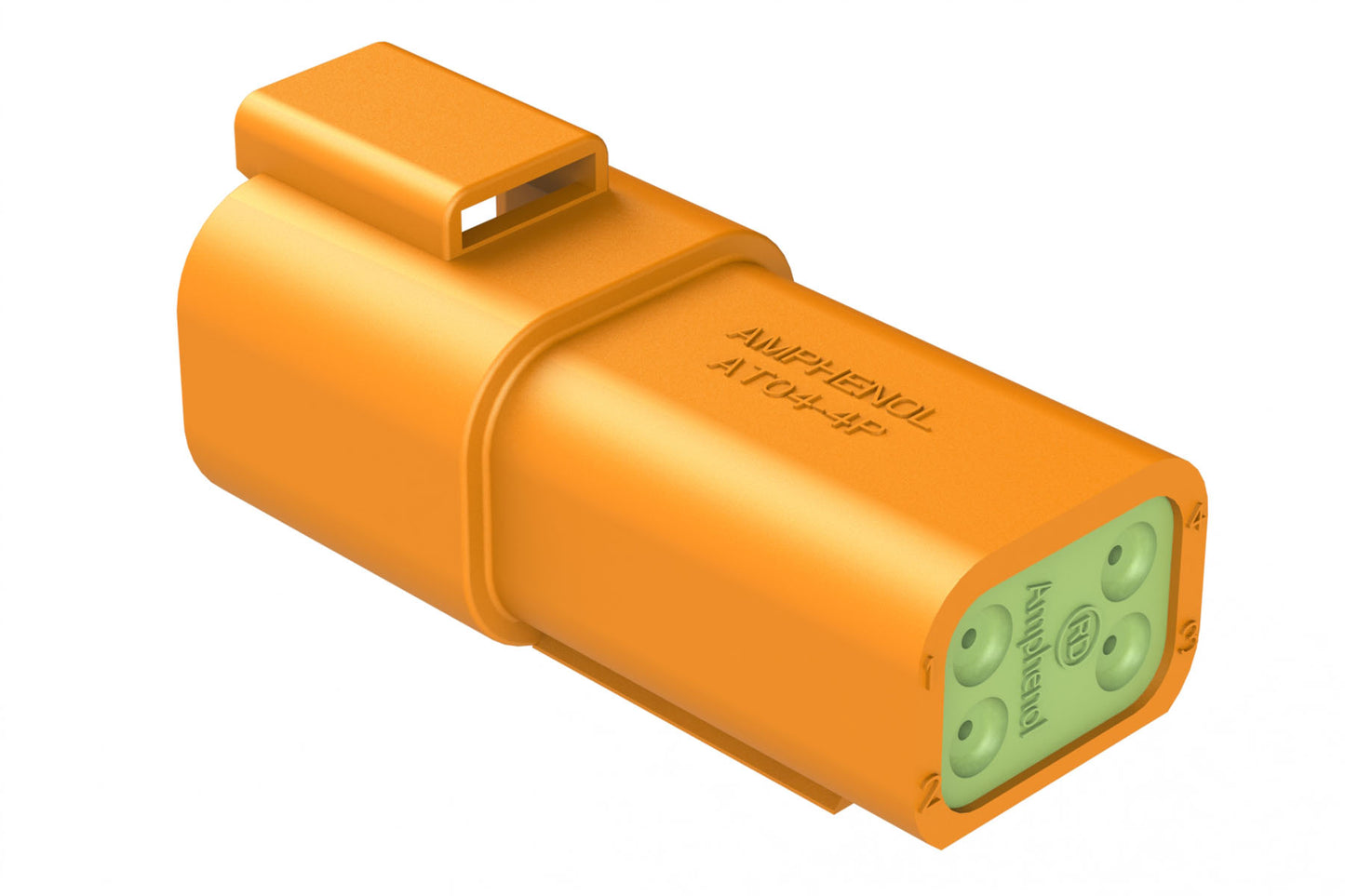 AT04-4P-RD01ORG 4-Way Receptacle, Male Connector with Reduced Diameter Seal (E-Seal), Orange