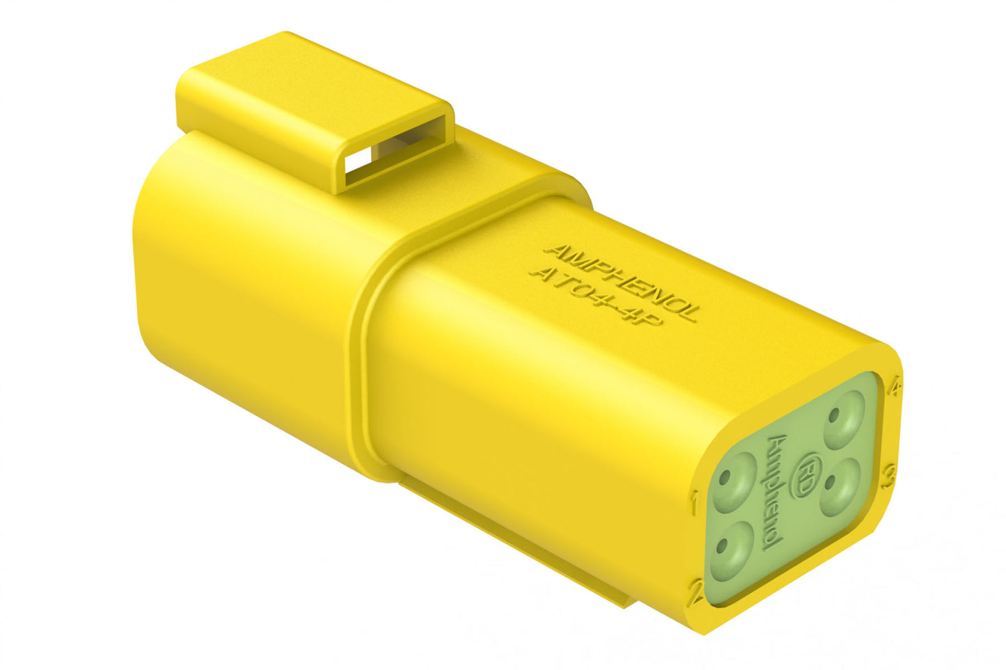 AT04-4P-RD01YEL 4-Way Receptacle, Male Connector with Reduced Diameter Seal (E-Seal), Yellow