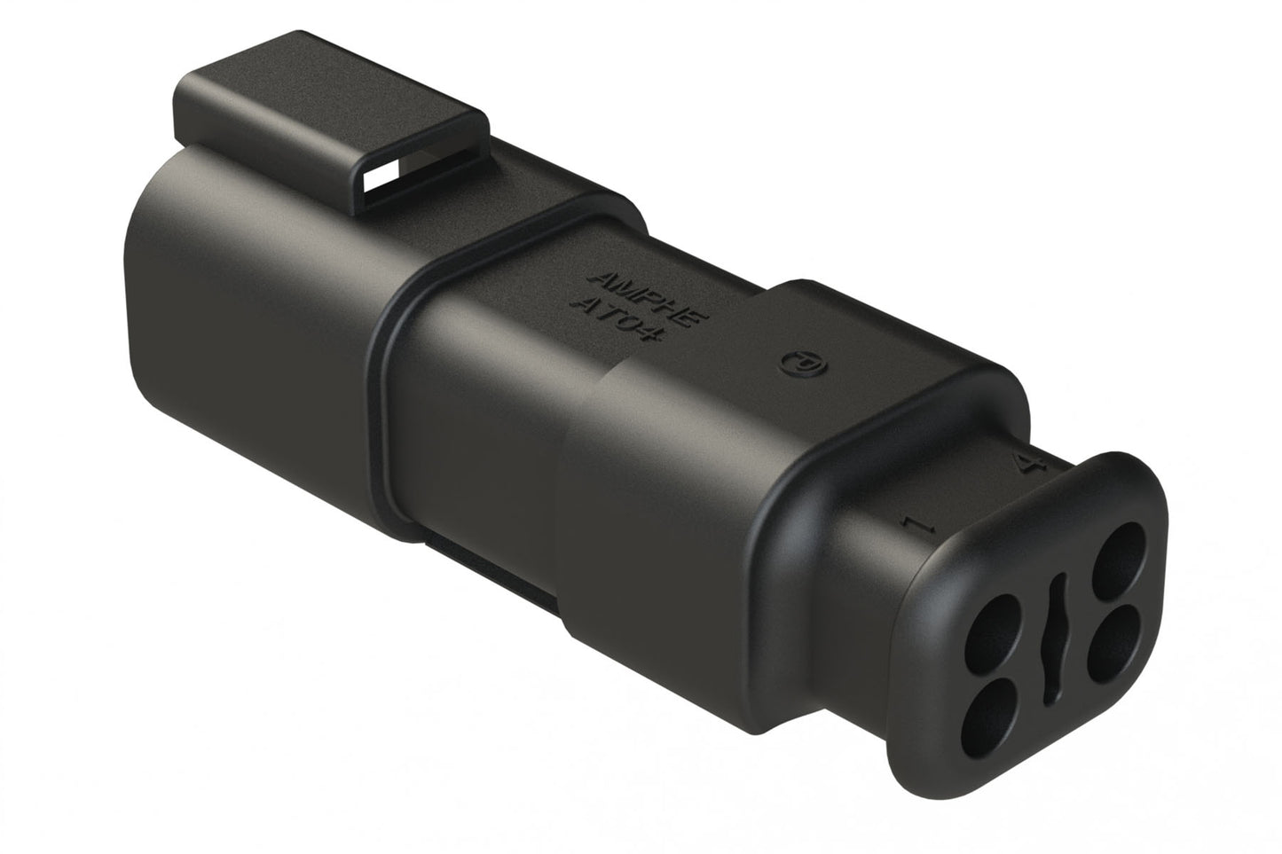 AT04-4P-SR01BLK 4-Way Receptacle Male Connector with Strain Relief Endcap, Standard Seal, Black