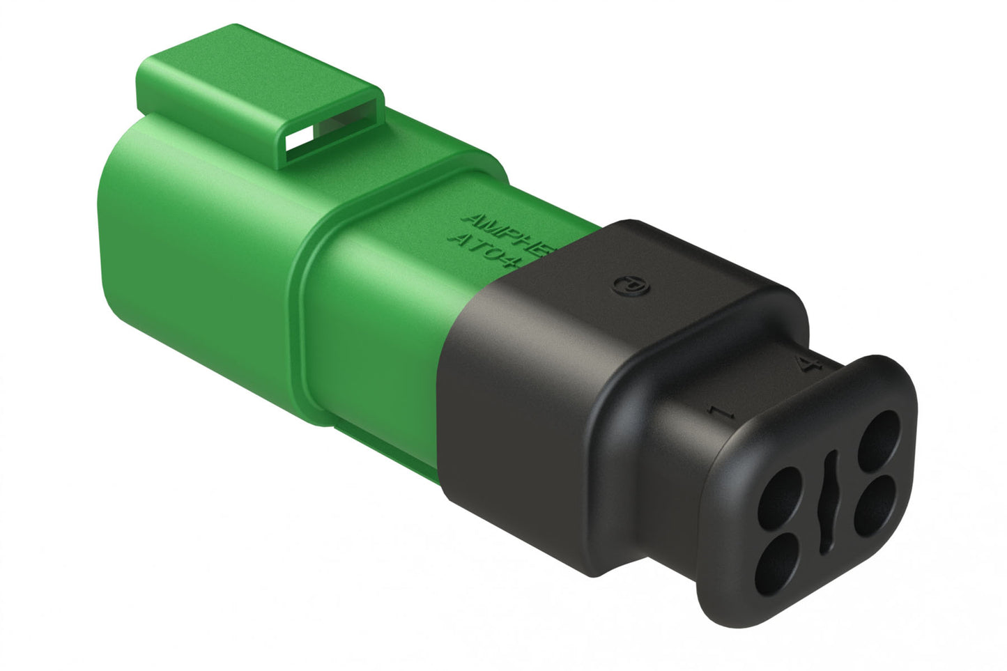 AT04-4P-SR01GRN 4-Way Receptacle Male Connector with Strain Relief Endcap, Standard Seal, Green