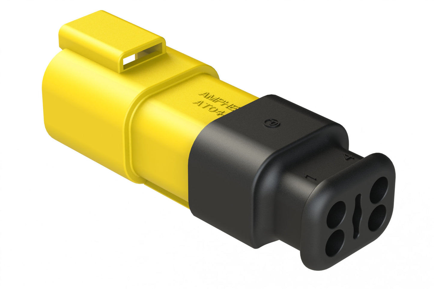 AT04-4P-SR01YEL 4-Way Receptacle Male Connector with Strain Relief Endcap, Standard Seal, Yellow
