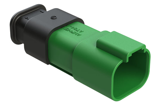 AT04-4P-SR02GRN 4-Way Receptacle Male Connector with Strain Relief, Reduced Diameter Seal, Green