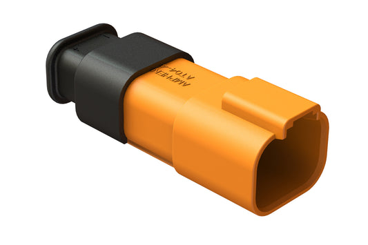 AT04-4P-SR02ORG 4-Way Receptacle Male Connector with Strain Relief, Reduced Diameter Seal, Orange