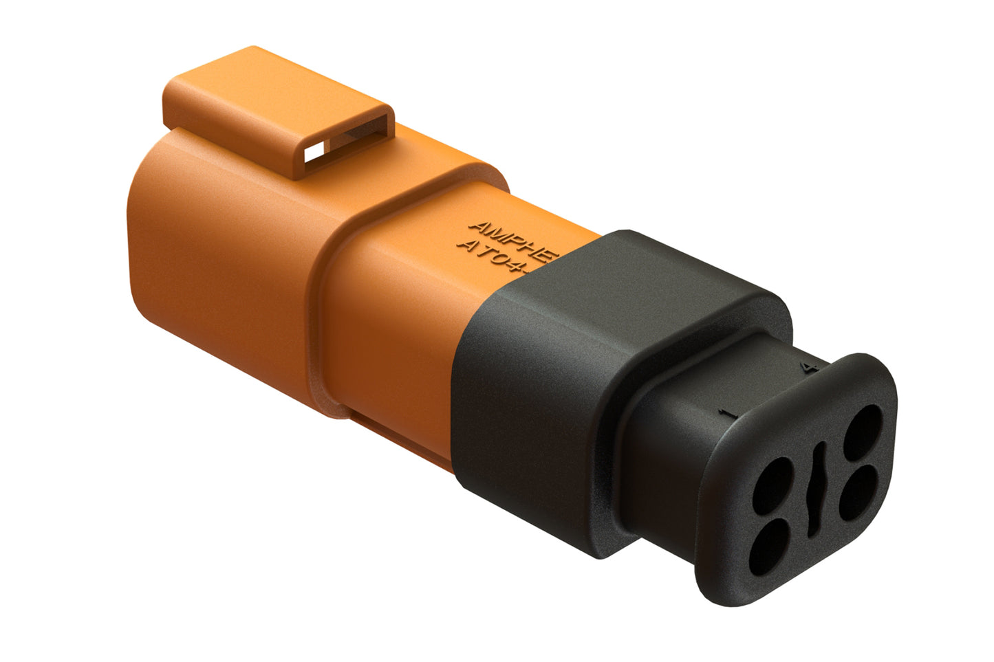 AT04-4P-SR02ORG 4-Way Receptacle Male Connector with Strain Relief, Reduced Diameter Seal, Orange