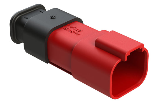 AT04-4P-SR02RED 4-Way Receptacle Male Connector with Strain Relief, Reduced Diameter Seal, Red
