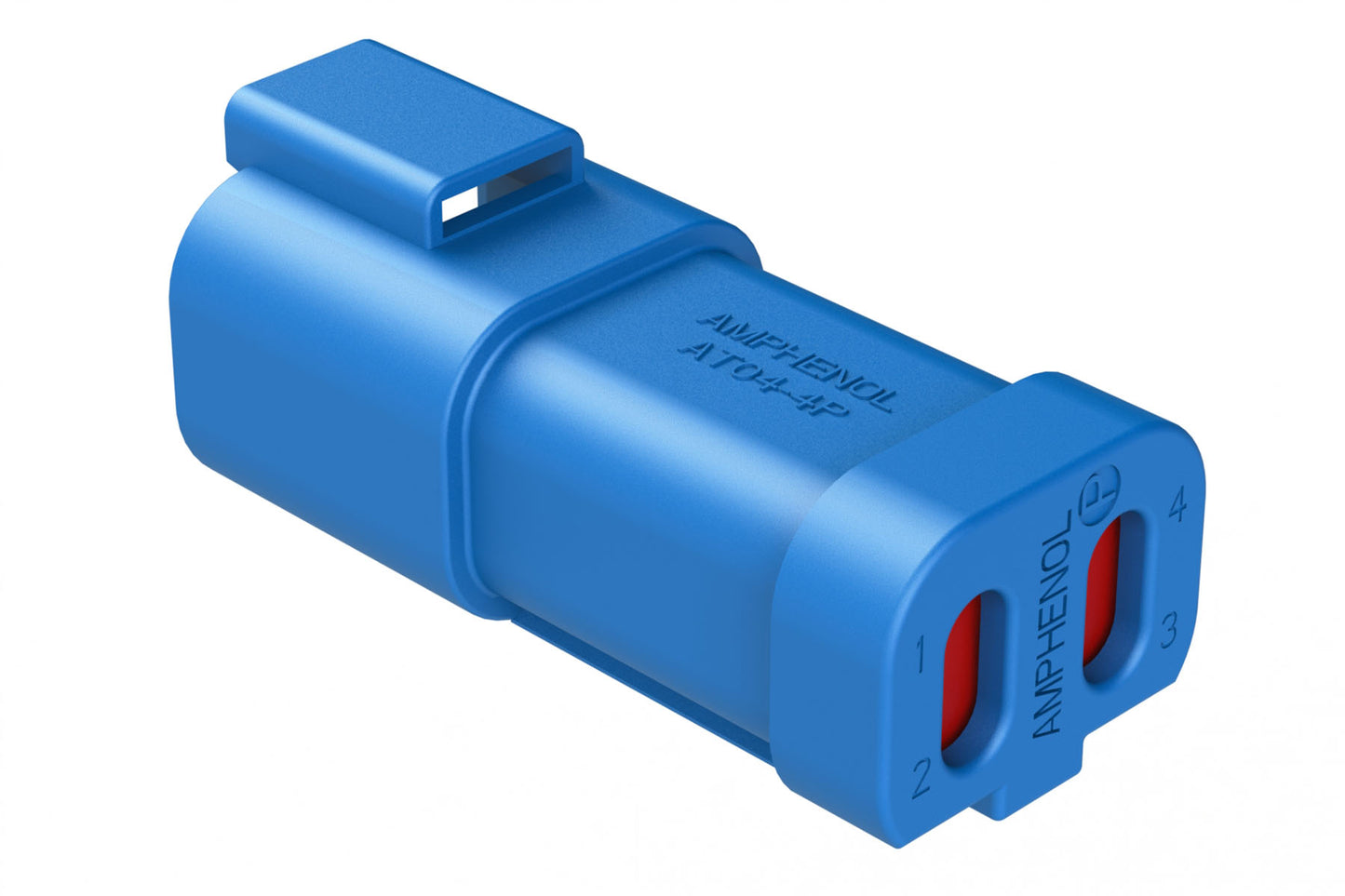 AT04-4P-SS01BLU 4-Way Receptacle, Male Connector with Solid Rear Grommet and Endcap, Blue