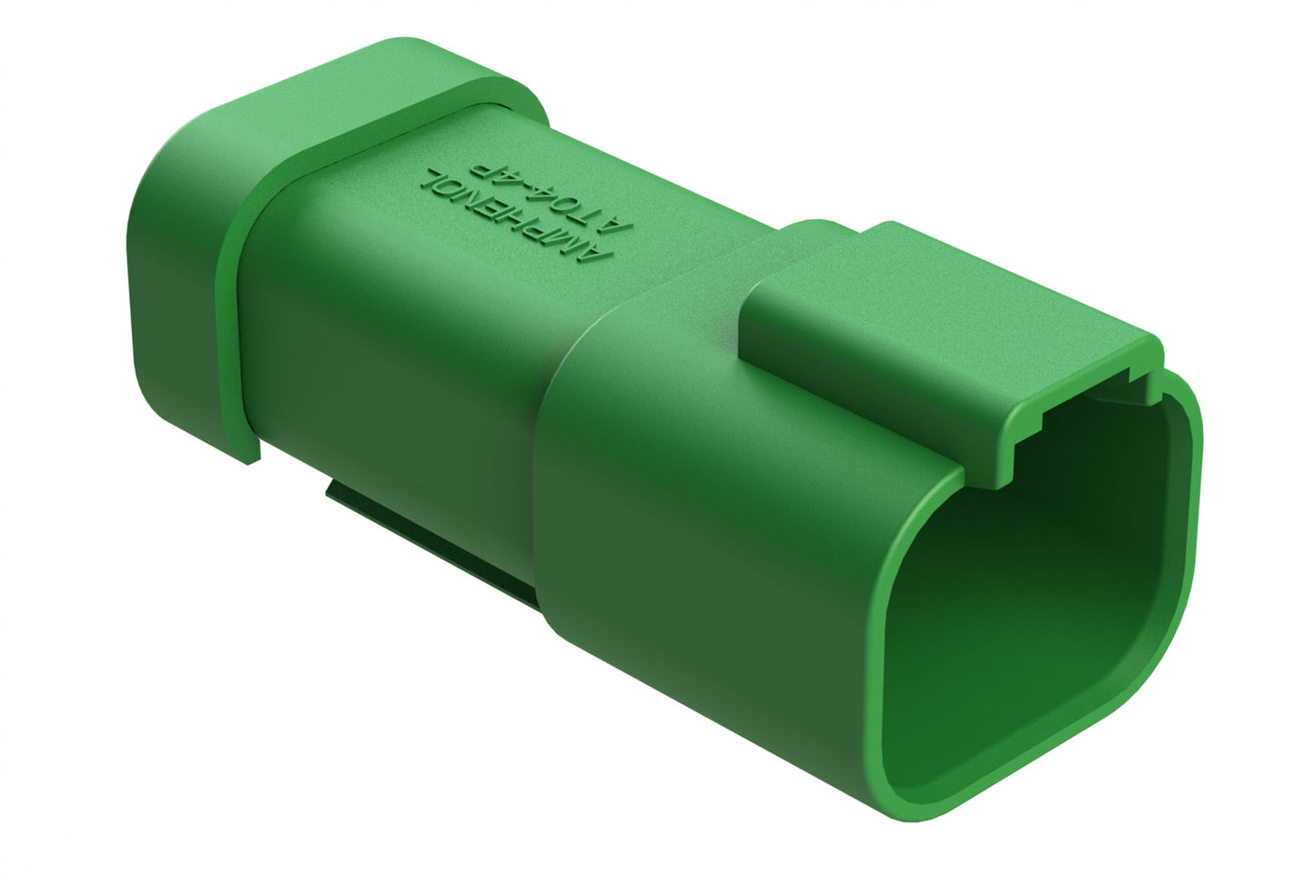 AT04-4P-SS01GRN 4-Way Receptacle, Male Connector with Solid Rear Grommet and Endcap, Green