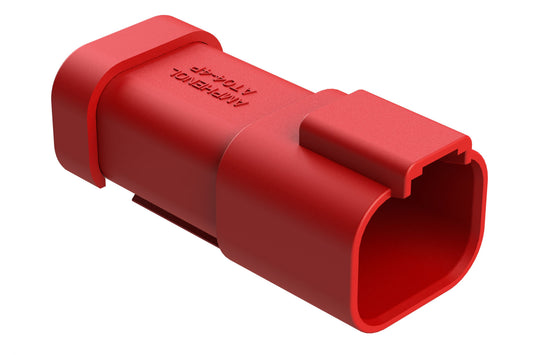 AT04-4P-SS01RED 4-Way Receptacle, Male Connector with Solid Rear Grommet and Endcap, Red