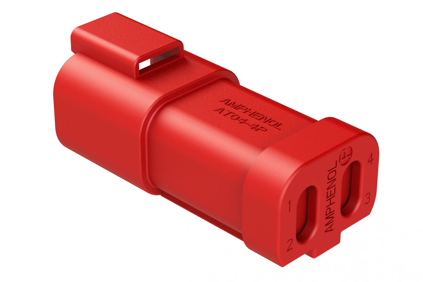 AT04-4P-SS01RED 4-Way Receptacle, Male Connector with Solid Rear Grommet and Endcap, Red