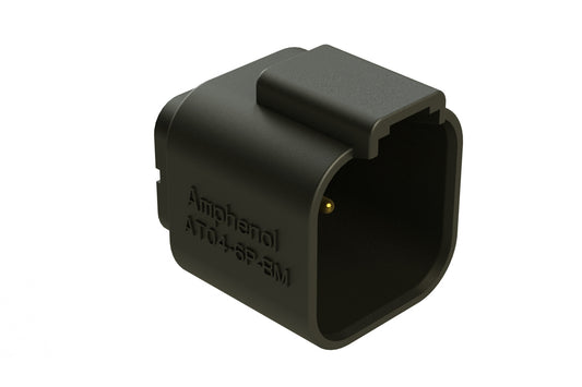 AT04-6P-BM01 6 Position PCB Flangeless (Snap Fit) Board Mount Receptacle, Pin, Gold Plated Contacts Included, No Potting, Black