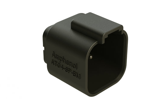 AT04-6P-BM04 6 Position PCB Flangeless (Snap Fit) Board Mount Receptacle, Pin, Nickel Contact Plating, Potting, Black