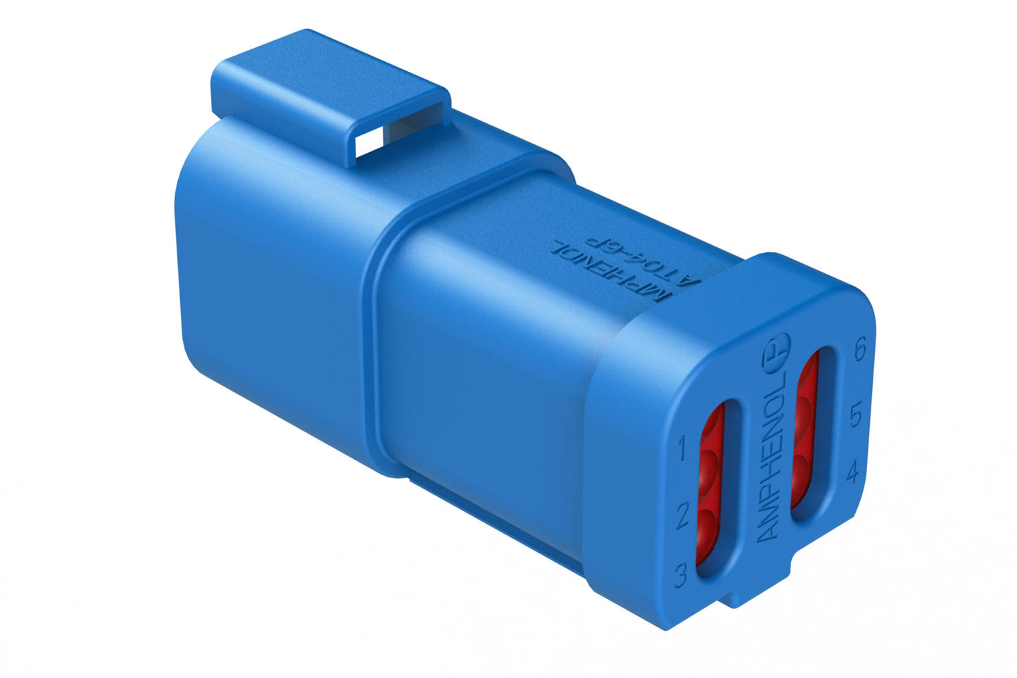 AT04-6P-EC01BLU 6-Way Receptacle, Male Connector with End Cap, Blue
