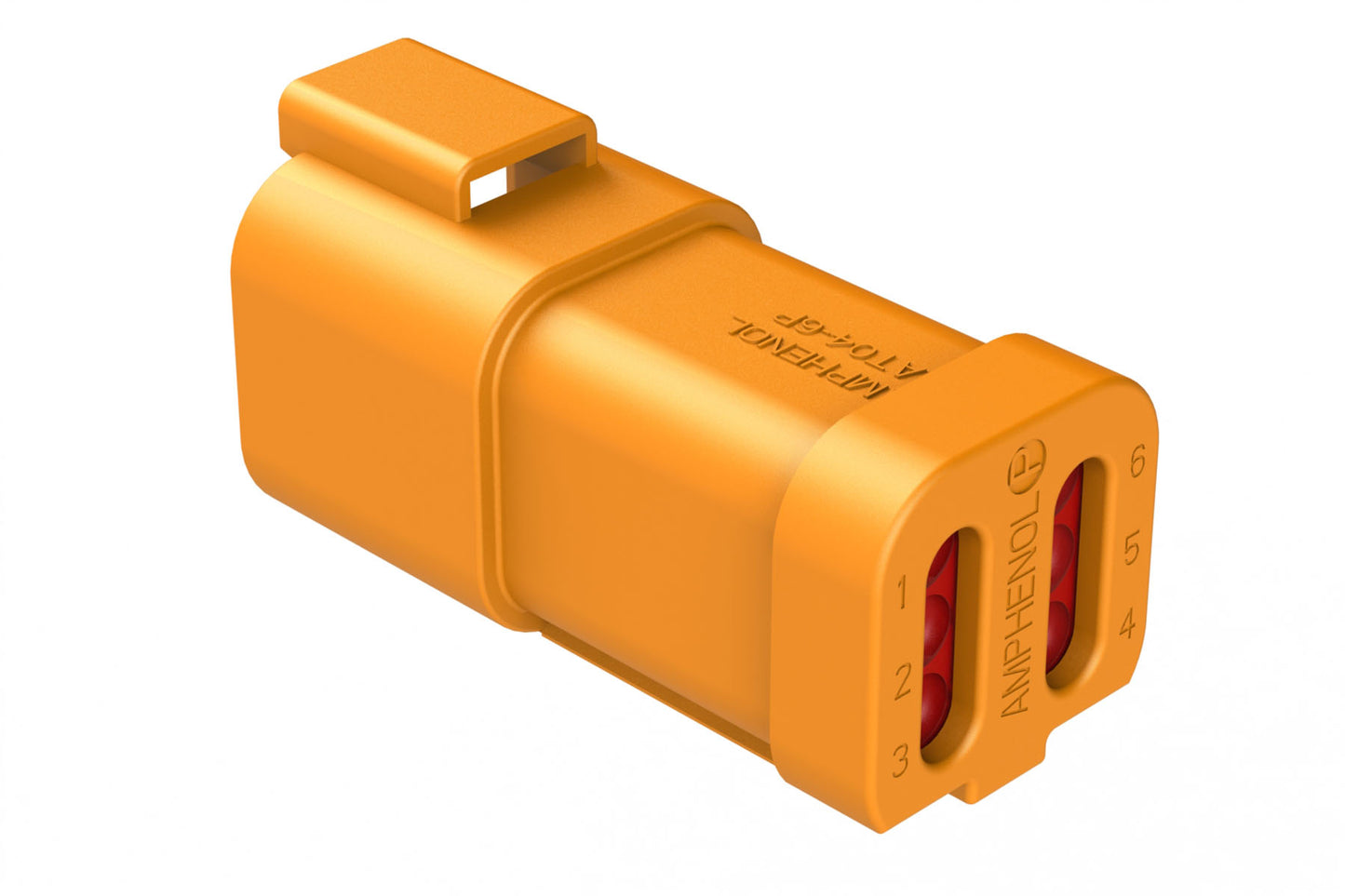 AT04-6P-EC01ORG 6-Way Receptacle, Male Connector with End Cap, Orange
