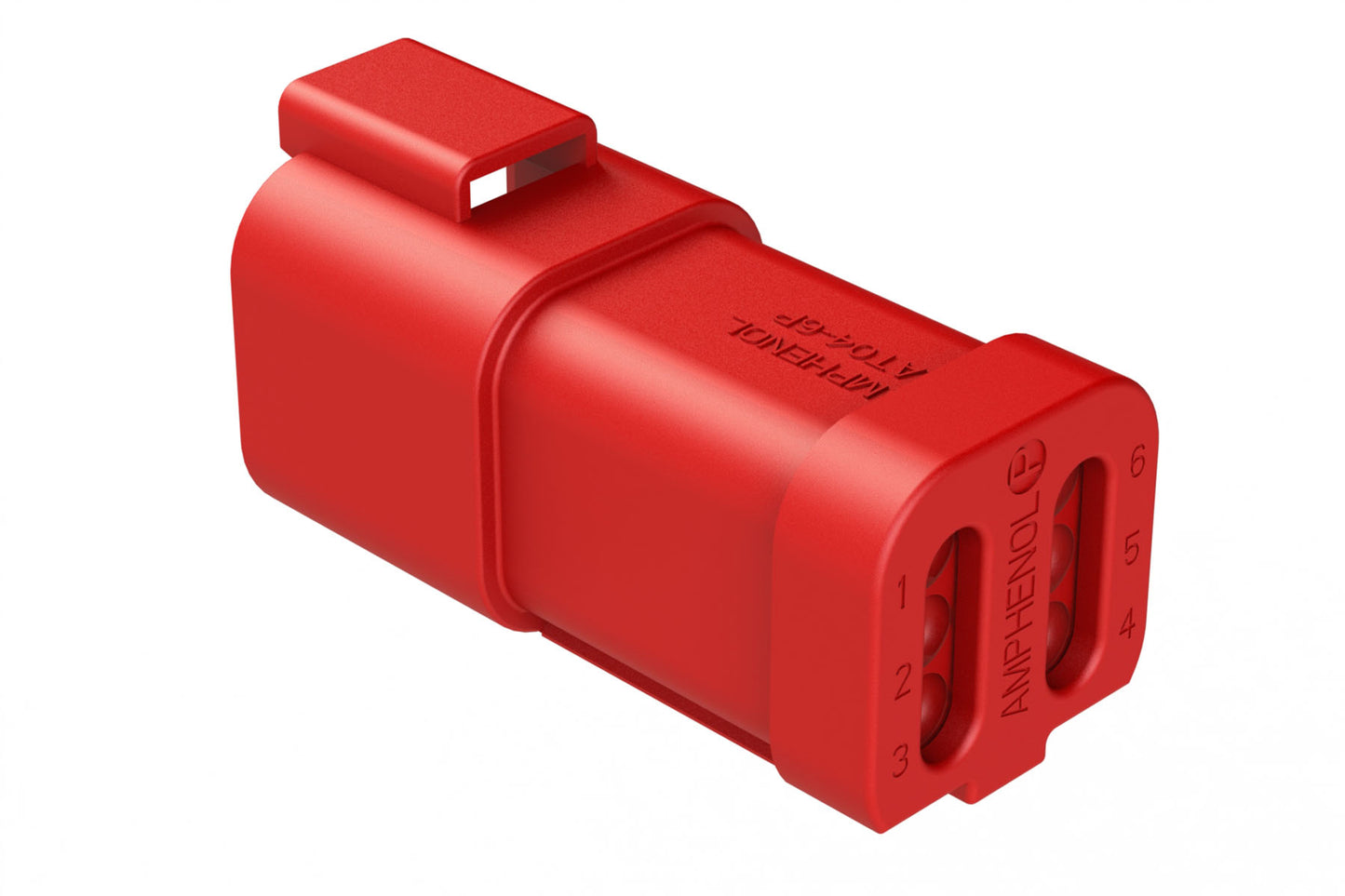 AT04-6P-EC01RED 6-Way Receptacle, Male Connector with End Cap, Red