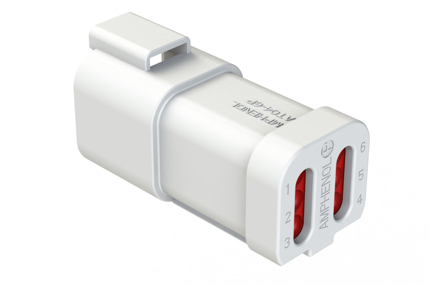 AT04-6P-EC01WHT 6-Way Receptacle, Male Connector with End Cap, White