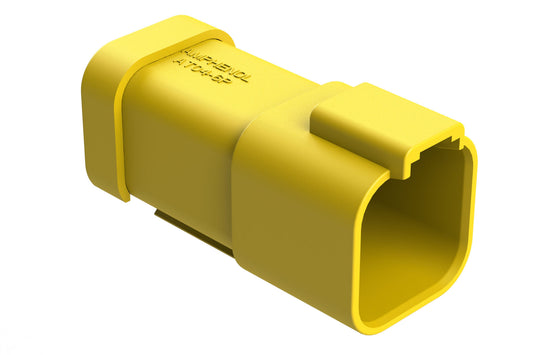 AT04-6P-EC01YEL 6-Way Receptacle, Male Connector with End Cap, Yellow