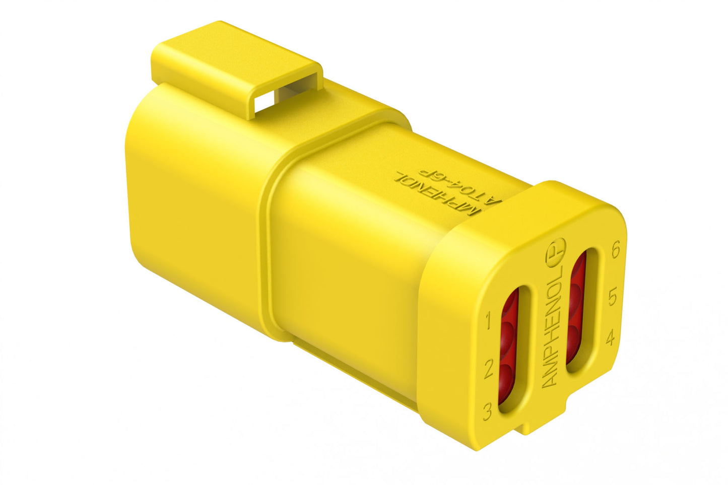 AT04-6P-EC01YEL 6-Way Receptacle, Male Connector with End Cap, Yellow
