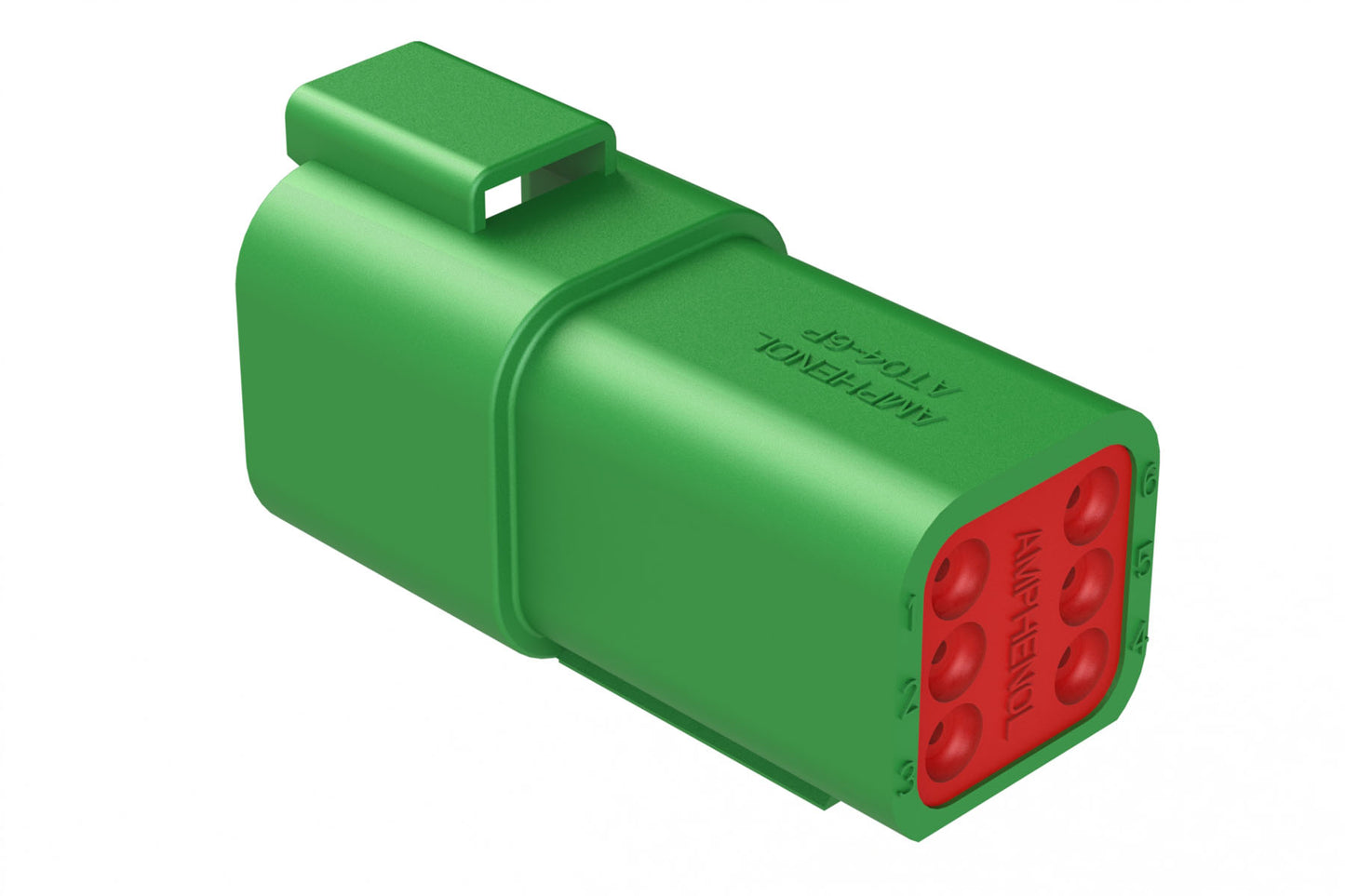 AT04-6P-GRN 6-Way Receptacle, Male Connector, Green