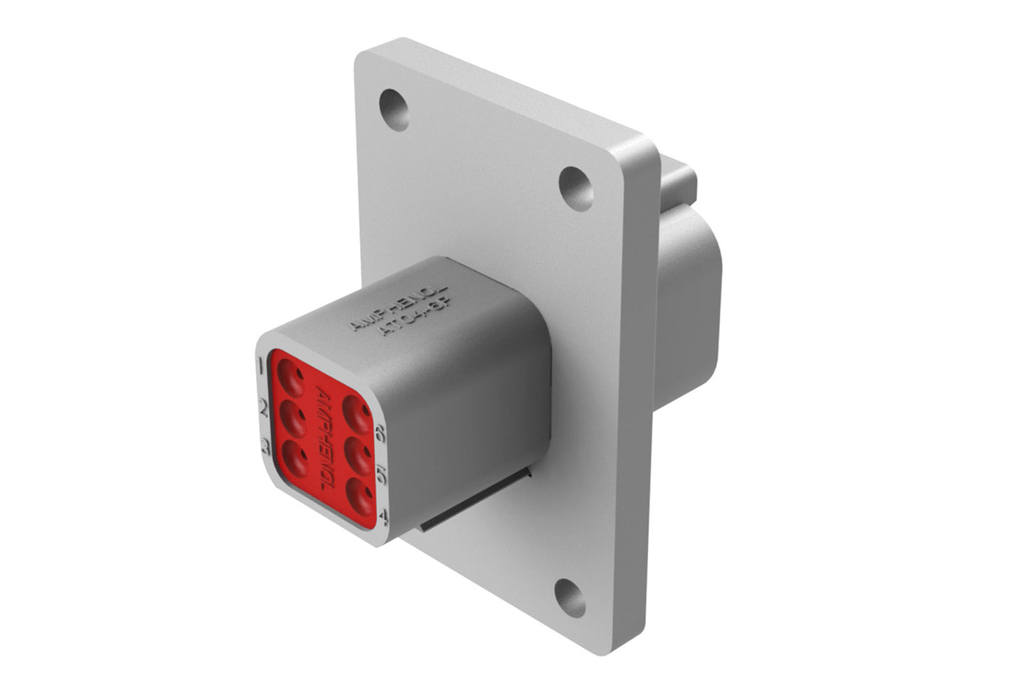 AT04-6P-L012 6 Position Receptacle Flange Mount Connector, Pin, Grey. DT04-6P-L012