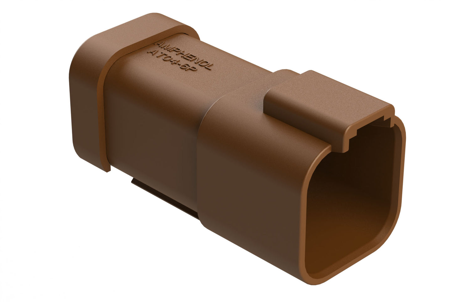 AT04-6P-MM01BRN 6-Way Receptacle, Male Connector with Reduced Diameter Seal (E-Seal) and End Cap, Brown
