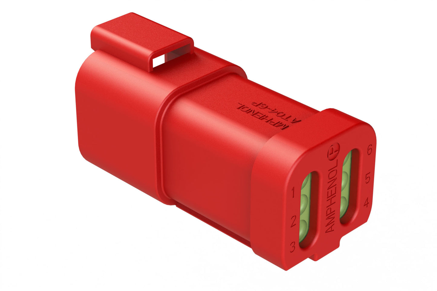 AT04-6P-MM01RED 6-Way Receptacle, Male Connector with Reduced Diameter Seal (E-Seal) and End Cap, Red