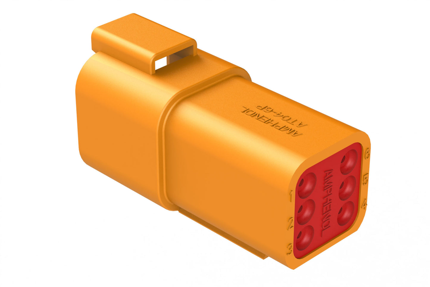 AT04-6P-ORG 6-Way Receptacle, Male Connector, Orange