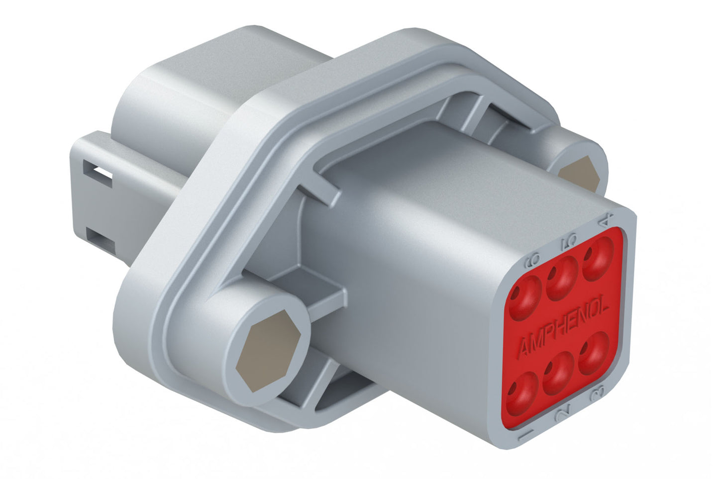 AT04-6P-PM05 6-Way Flange Mount Receptacle with Gasket, Pin, Threaded. DT04-6P-CL09