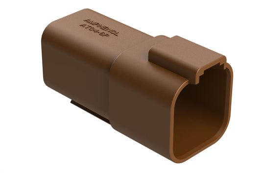 AT04-6P-RD01BRN 6-Way Receptacle, Male Connector with Reduced Diameter Seal (E-Seal), Brown