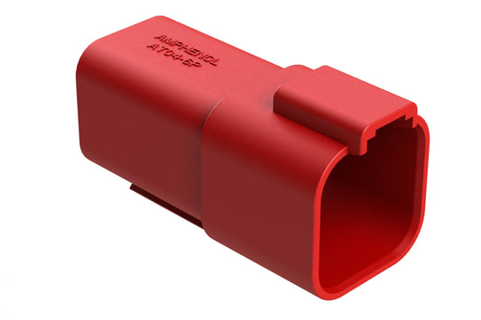 AT04-6P-RED 6-Way Receptacle, Male Connector, Red