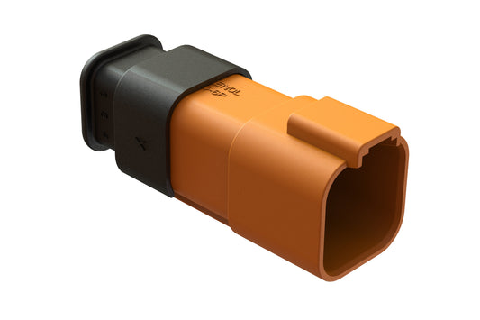 AT04-6P-SR01ORG 6-Way Receptacle Male Connector with Strain Relief Endcap, Standard Seal, Orange
