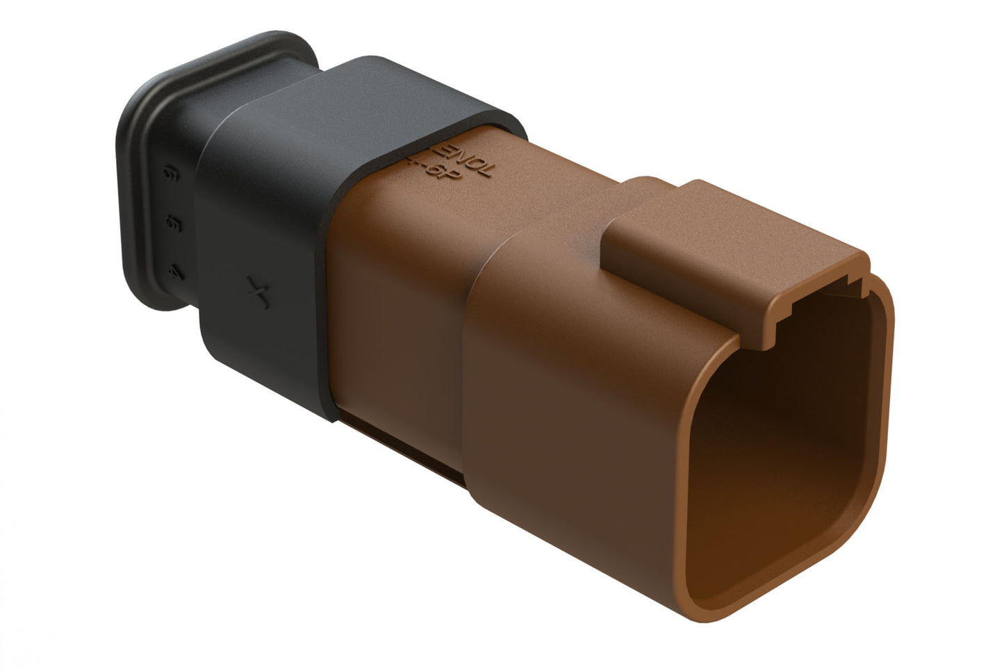 AT04-6P-SR02BRN 6-Way Receptacle Male Connector with Strain Relief Endcap and Reduced Seal, Brown