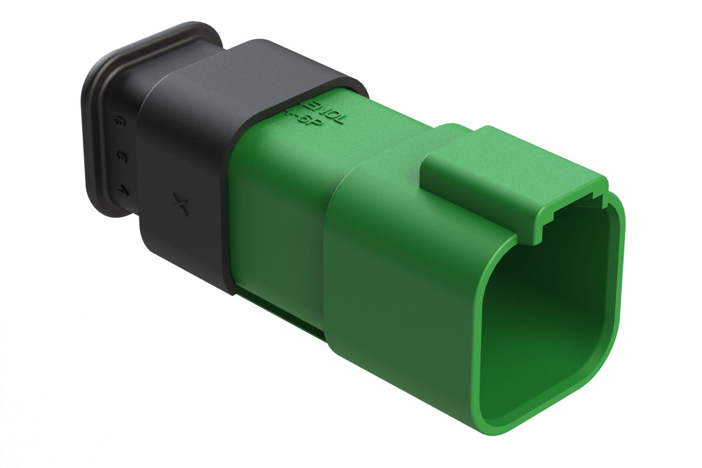AT04-6P-SR02GRN 6-Way Receptacle Male Connector with Strain Relief Endcap and Reduced Seal, Green