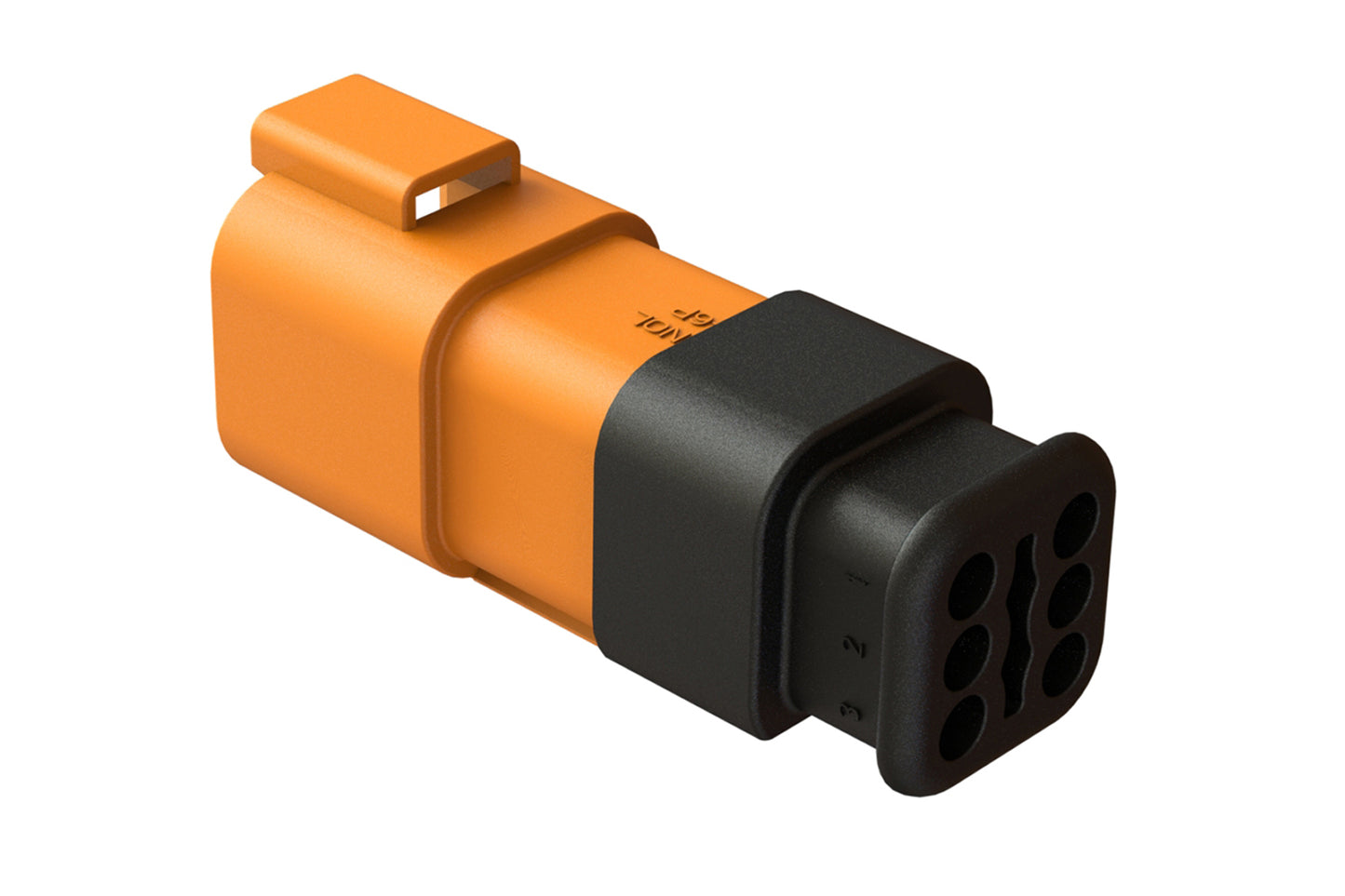 AT04-6P-SR02ORG 6-Way Receptacle Male Connector with Strain Relief Endcap and Reduced Seal, Orange