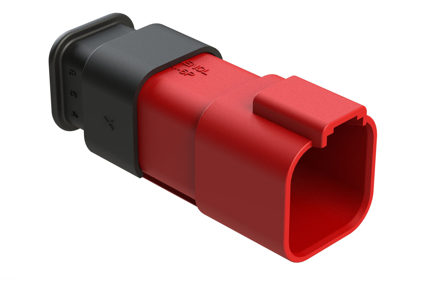AT04-6P-SR02RED 6-Way Receptacle Male Connector with Strain Relief Endcap and Reduced Seal, Red