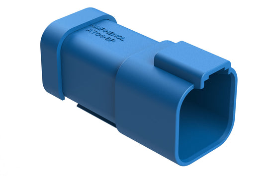 AT04-6P-SS01BLU 6-Way Receptacle, Male Connector with Solid Rear Grommet and Endcap, Blue