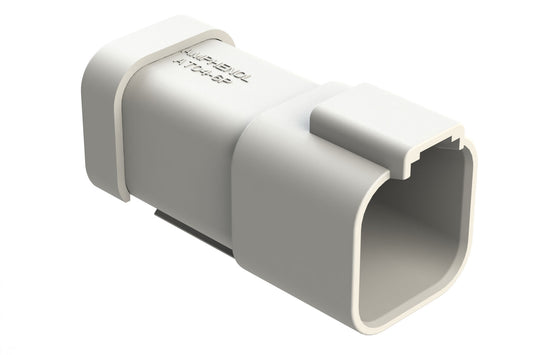 AT04-6P-SS01WHT 6-Way Receptacle, Male Connector with Solid Rear Grommet and Endcap, White