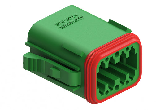 AT06-08SA-GRN 8-Way Plug, Female Connector with A Position Key, Green
