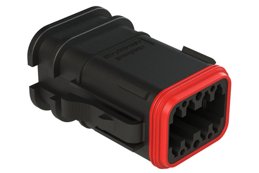 AT06-08SA-OMRDBLK 8 Position Overmolded Plug, Socket, Reduced Seal, Keyed A, Black
