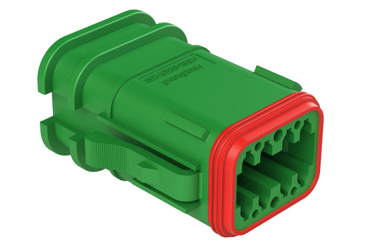 AT06-08SA-OMRDGRN 8 Position Overmolded Plug, Socket, Reduced Seal, Keyed A, Green