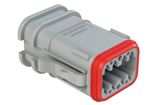 AT06-08SA-OMRDGRY 8 Position Overmolded Plug, Socket, Reduced Seal, Keyed A, Grey