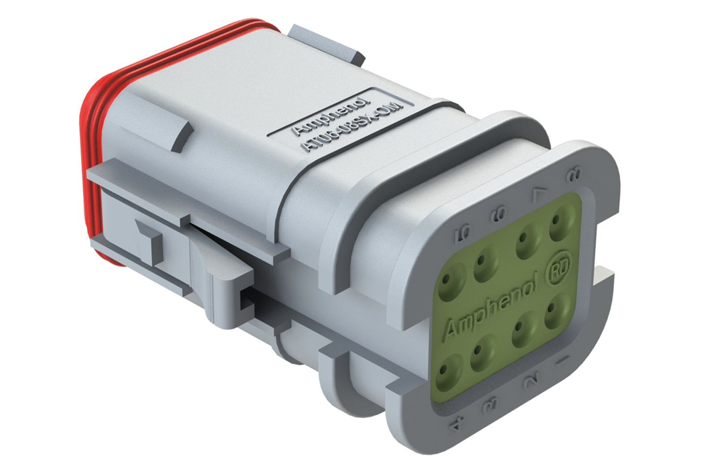 AT06-08SA-OMRDGRY 8 Position Overmolded Plug, Socket, Reduced Seal, Keyed A, Grey