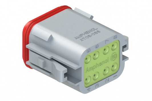 AT06-08SA-RD01 8-Way Plug, Female Connector with A Position Key and Reduced Diameter Seals (E-Seal). DT06-08SA-C015