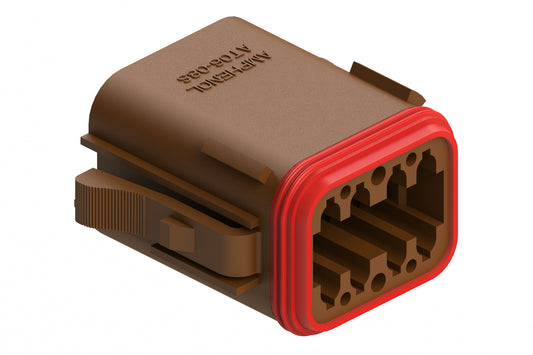 AT06-08SA-RDBRN 8-Way Plug, Female Connector with A Position Key and Reduced Diameter Seals (E-Seal), Brown
