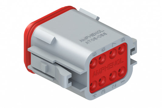 AT06-08SA 8-Way Plug, Female Connector with A Position Key, Grey. DT06-08SA, DT06-08SA-P012