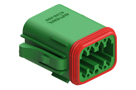 AT06-08SB-GRN 8-Way Plug, Female Connector with B Position Key and End Cap, Green
