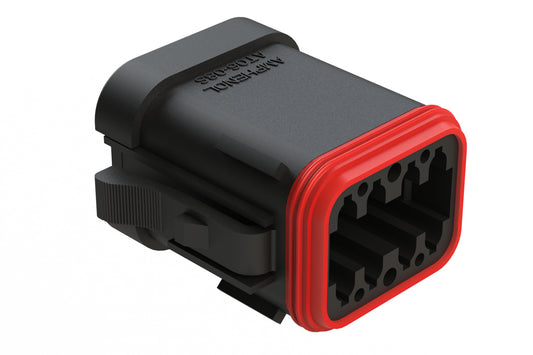 AT06-08SB-MM01 8-Way Plug, Female Connector with B Position Key, Reduced Diameter Seal (E-Seal) and End Cap, Black. DT06-08SB-CE01, DT06-08SB-CE05